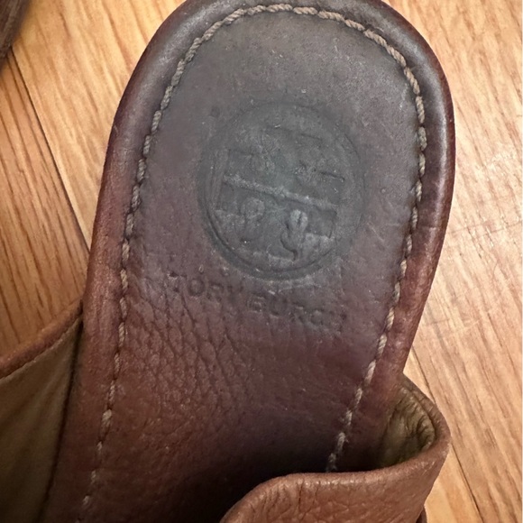 Tory Burch Brown Leather Flat Thong Sandals Size 8 - Picture 5 of 8